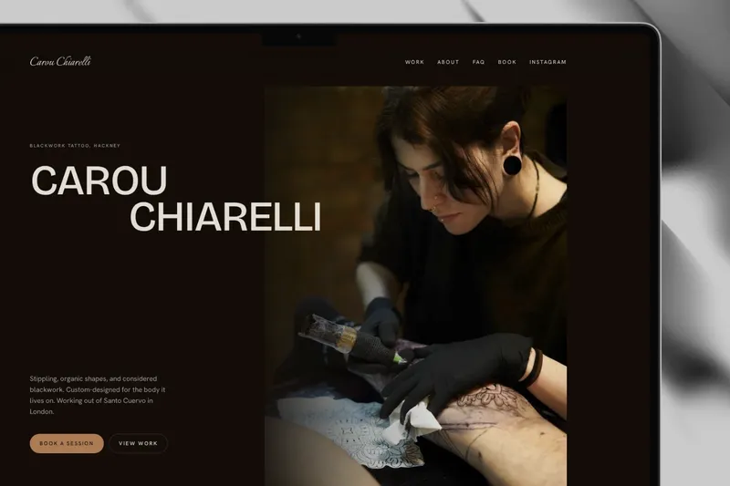 Carou Chiarelli's website on a desktop