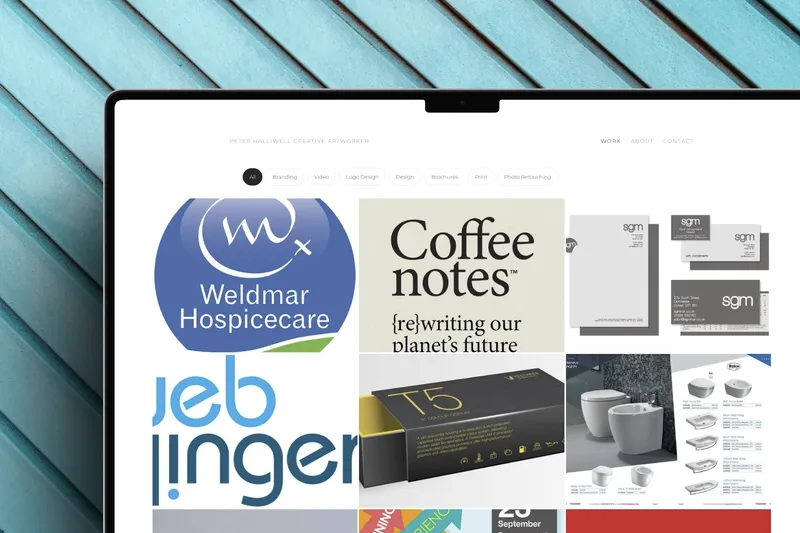 Peter Halliwell's website on a desktop